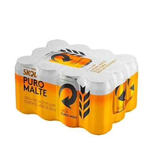 Kit Cerveja Skol Puro Malte 350ml (12 Unidades) | Drinko