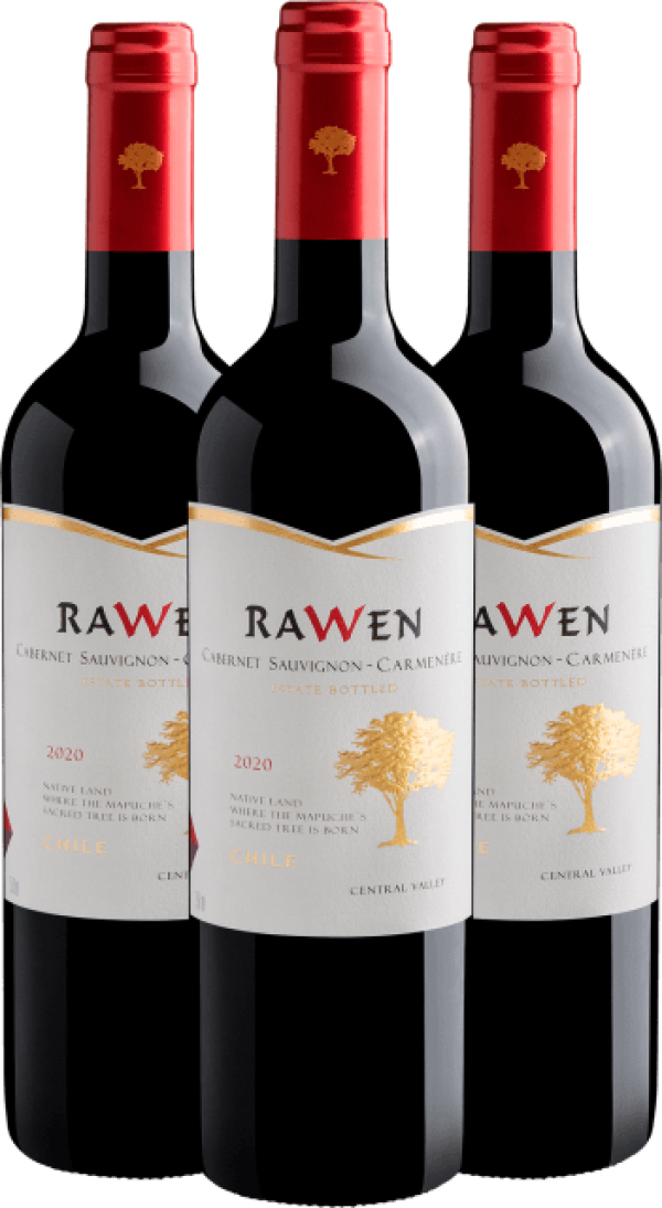 Kit 3 Rawen Cabernet Sauvignon-Carménère Estate Bottled 2020