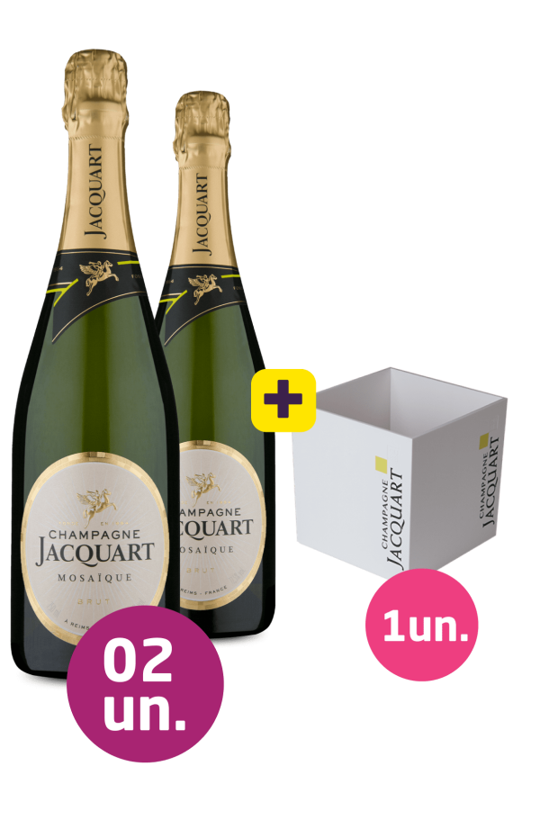 Kit 2 - Champagne Jacquart Mosaïque Brut + Champanheira Jacquart Grátis