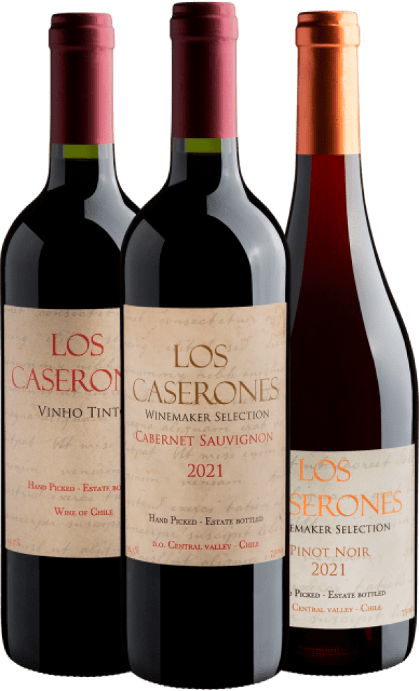 Kit Família Los Caserones: Pinot Noir + Cabernet Sauvignon + Vinho Tinto