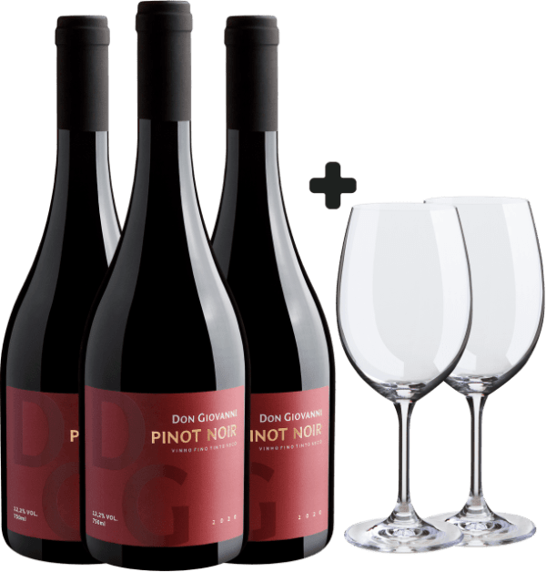 Kit 3 Don Giovanni Pinot Noir + 2 Taças de Cristal