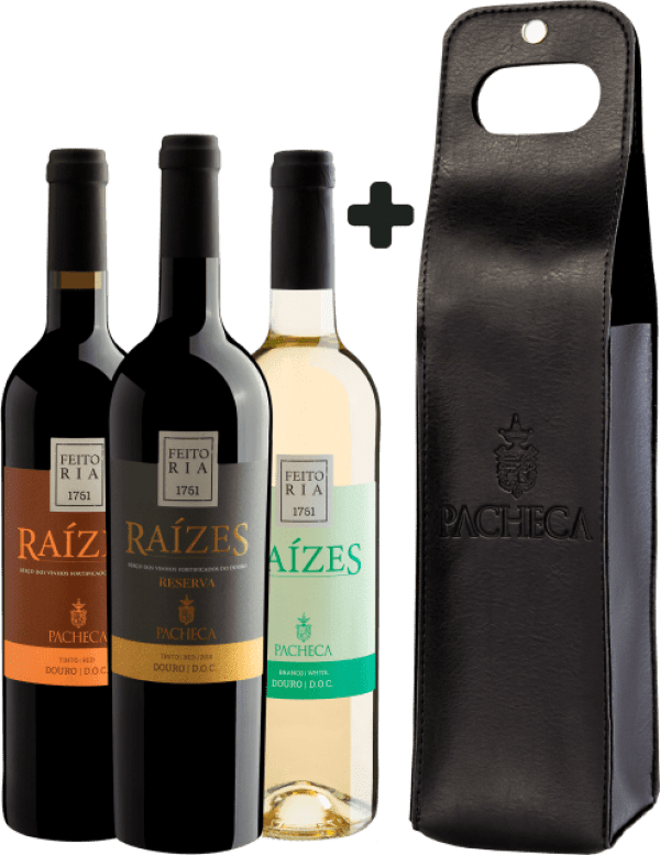 Kit Família Pacheca Raízes + Porta-Vinho em Couro Ecológico